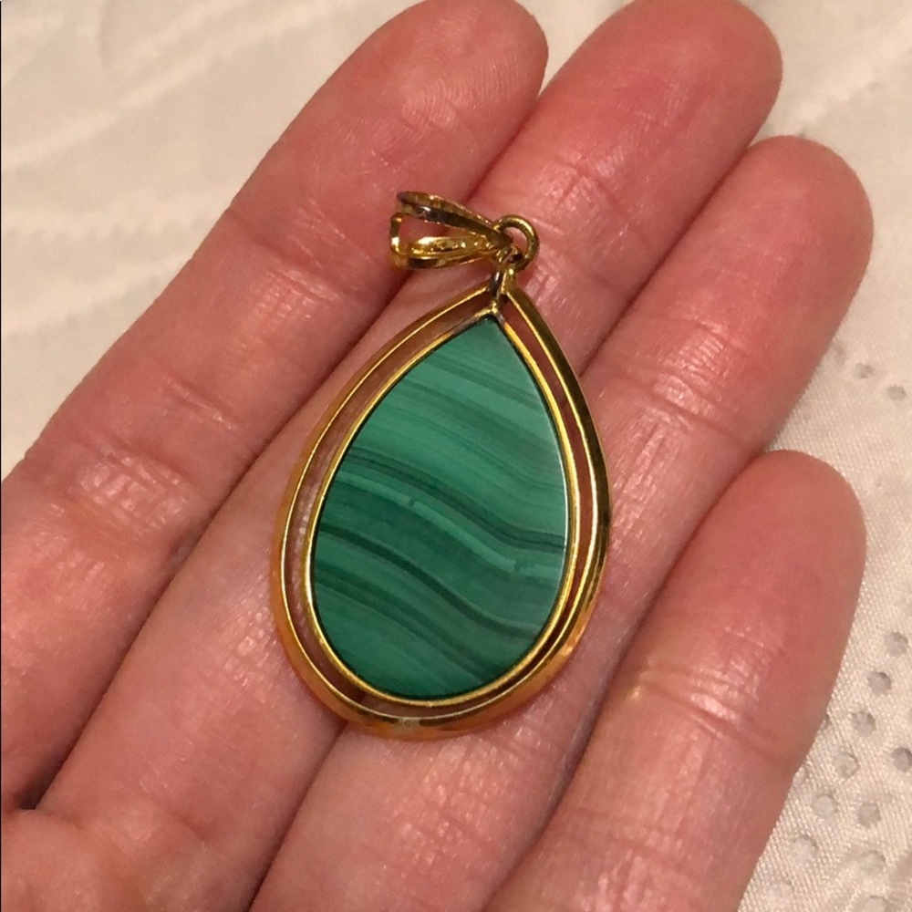 Vintage Double sided green and gold colored pendant